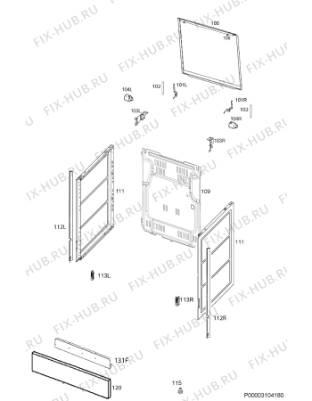 Взрыв-схема плиты (духовки) Zanussi ZCG9510P1W - Схема узла Housing 001