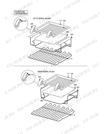Взрыв-схема плиты (духовки) Electrolux L51MWN - Схема узла H10 Furniture