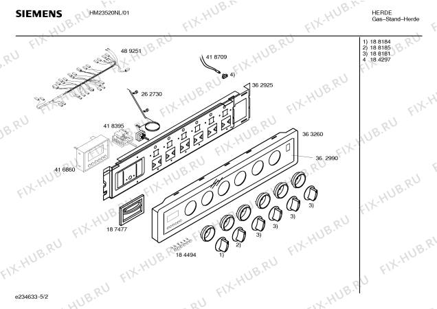 Взрыв-схема плиты (духовки) Siemens HM23520NL, Siemens - Схема узла 02