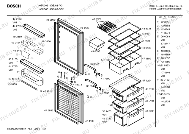Схема №1 KGU30614GB с изображением Инструкция по эксплуатации для холодильной камеры Bosch 00594263