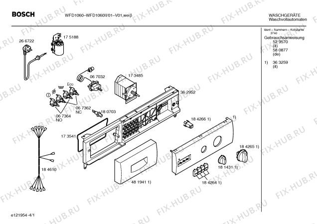 Схема №3 WFD1060II WFD1060 aquavigil с изображением Панель управления для стиралки Bosch 00363259