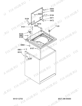 Схема №4 3SWTW5205SQ с изображением Декоративная панель для стиралки Whirlpool 480110100247