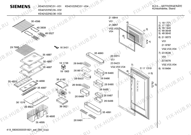 Взрыв-схема холодильника Siemens KS42V22NE - Схема узла 02