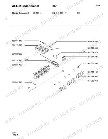 Взрыв-схема плиты (духовки) Aeg ES 490-M - Схема узла Section5