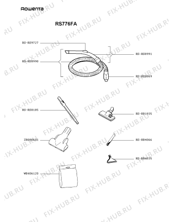 Взрыв-схема пылесоса Rowenta RS776FA - Схема узла 6P005775.0P2