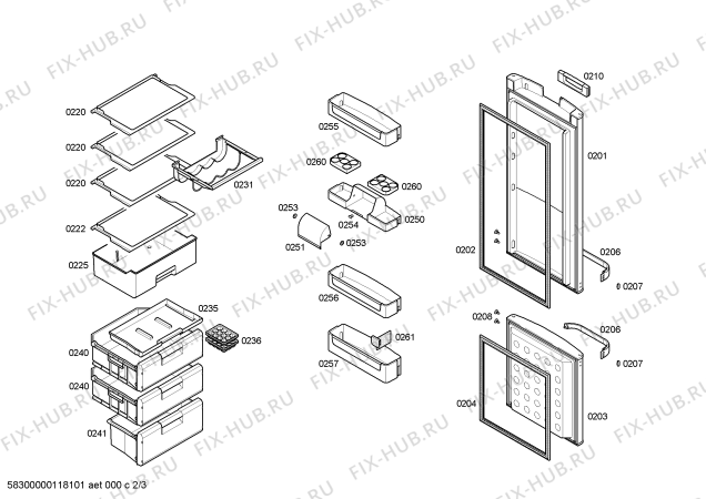 Схема №2 KGS36X50 с изображением Дверь для холодильной камеры Bosch 00244450