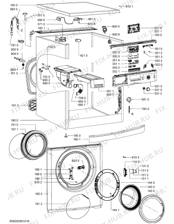 Схема №2 WAK 6114 с изображением Обшивка для стиральной машины Whirlpool 481010498602