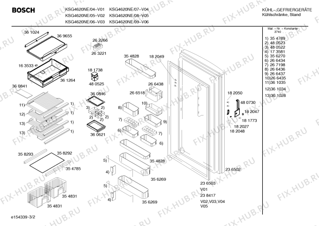 Схема №3 KSG4620NE с изображением Панель для холодильной камеры Bosch 00433630