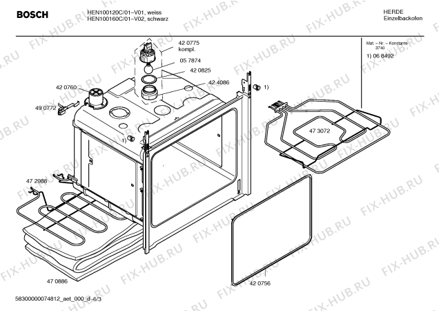 Схема №4 HEN100160C с изображением Панель управления для духового шкафа Bosch 00439335
