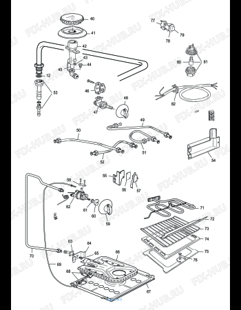 Взрыв-схема плиты (духовки) DELONGHI HGGW 554 - Схема узла 2