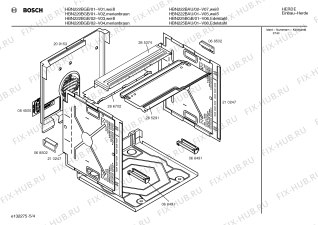 Взрыв-схема плиты (духовки) Bosch HBN225BAU - Схема узла 04