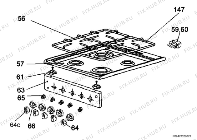 Взрыв-схема плиты (духовки) Zanussi ZCG566NW - Схема узла Section 4