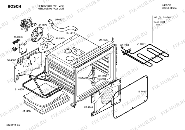 Взрыв-схема плиты (духовки) Bosch HSN252B Bosch - Схема узла 03