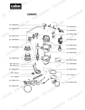 Взрыв-схема кофеварки (кофемашины) Calor 236600C - Схема узла 236600CF.R_2