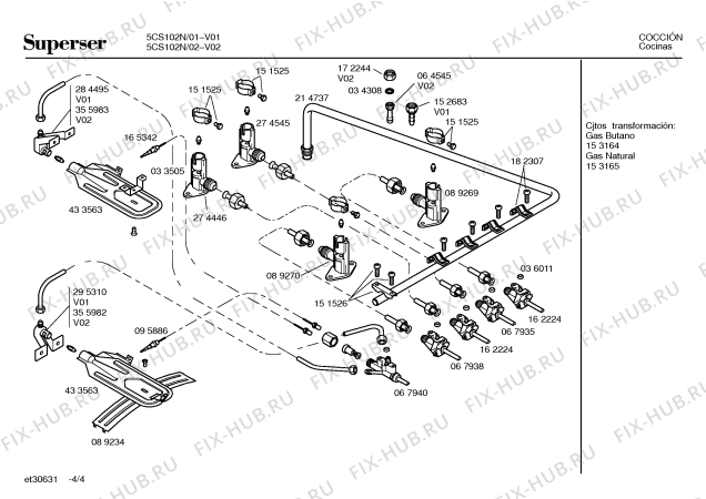 Взрыв-схема плиты (духовки) Superser 5CS102N - Схема узла 04