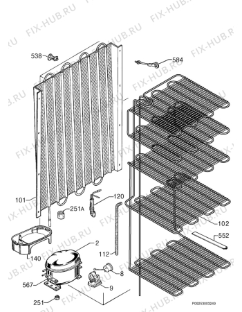 Взрыв-схема холодильника Zanussi Z35/4W - Схема узла Cooling system 017