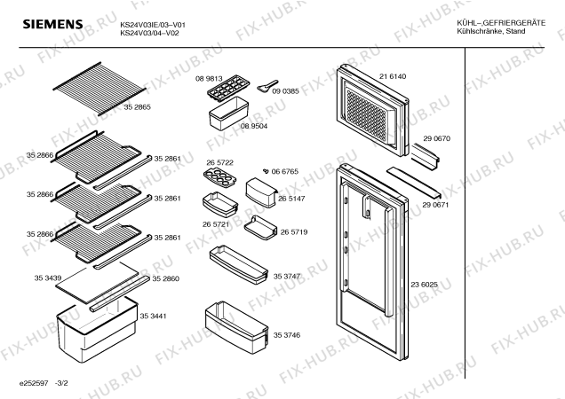 Схема №2 KS24V03 с изображением Панель для холодильной камеры Siemens 00357312