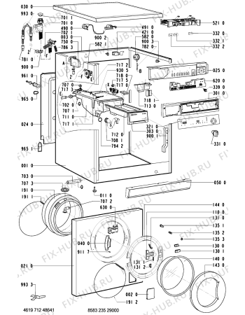 Схема №2 WA 8385 W/WS-F с изображением Обшивка для стиральной машины Whirlpool 481245219823