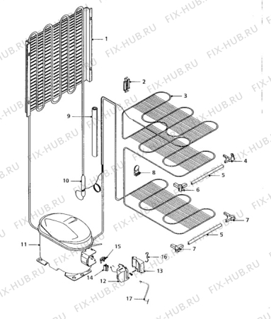 Взрыв-схема холодильника Zanussi ZV35 - Схема узла Cooling system 017