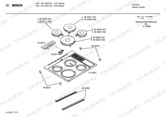 Схема №3 HS27221SS с изображением Варочная панель для духового шкафа Bosch 00096922