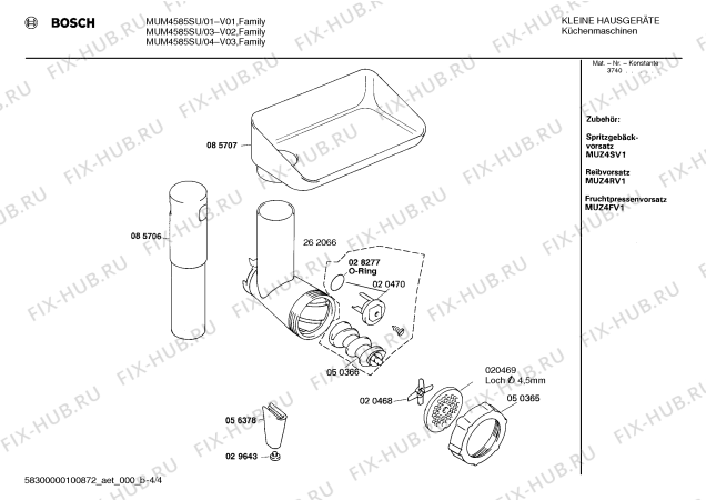 Взрыв-схема кухонного комбайна Bosch MUM4585SU Family Microtronic - Схема узла 04