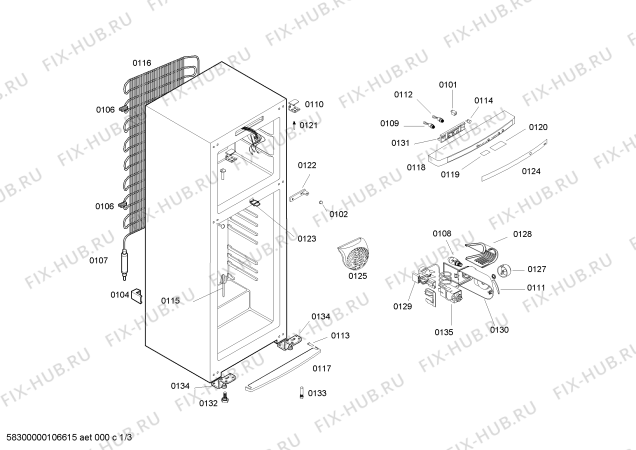 Схема №1 RSV435006J REFRIG CONT. 410L BCO 127V с изображением Реле для холодильной камеры Bosch 00495724