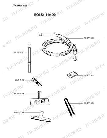 Взрыв-схема пылесоса Rowenta RO152141/4Q0 - Схема узла 5P003024.5P2
