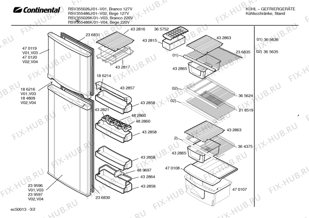Взрыв-схема холодильника Continental RSV355026J - Схема узла 02