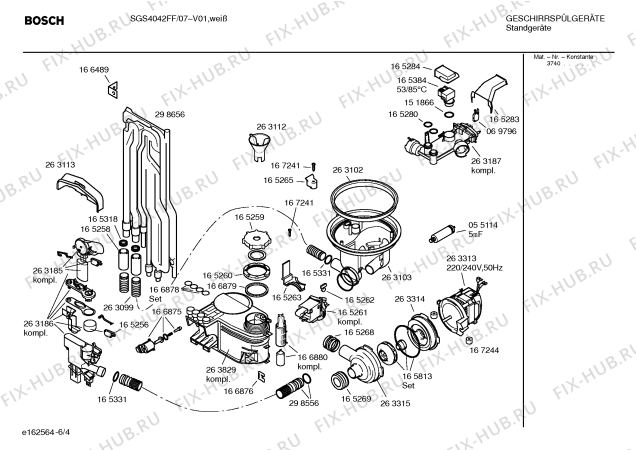 Взрыв-схема посудомоечной машины Bosch SGS4042FF - Схема узла 04