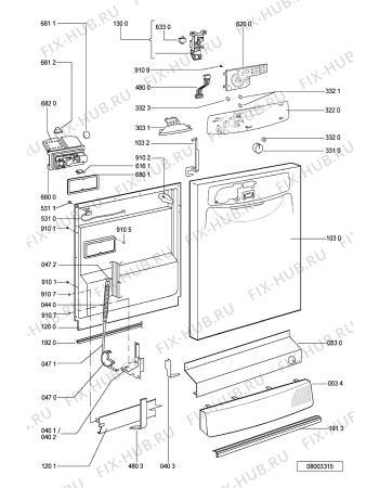 Схема №1 ADP 5967/1 WHM с изображением Обшивка для посудомоечной машины Whirlpool 481245372304