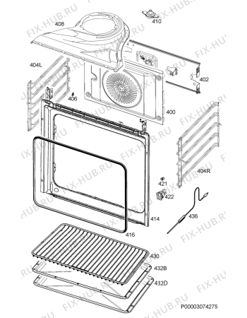 Взрыв-схема плиты (духовки) Electrolux EOB6701AOX - Схема узла Oven