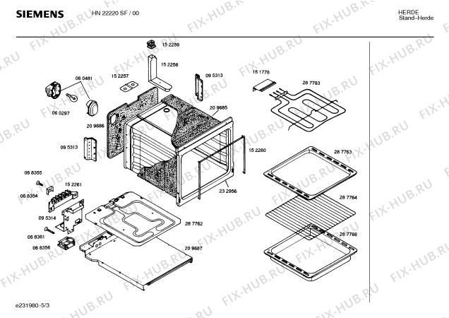 Взрыв-схема плиты (духовки) Siemens HN22220SF - Схема узла 03