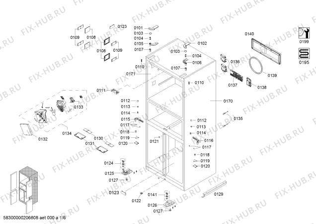 Схема №2 KM46FA30TI с изображением Дверь для холодильной камеры Siemens 00715934