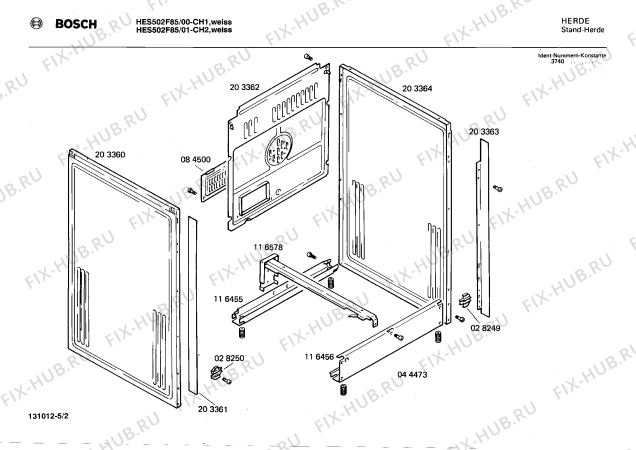 Взрыв-схема плиты (духовки) Bosch HES502F85 - Схема узла 02