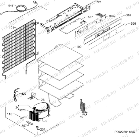 Взрыв-схема холодильника Electrolux EUG1105AOW - Схема узла Cooling system 017