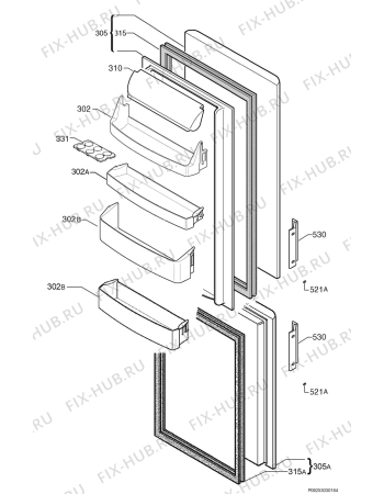 Взрыв-схема холодильника Aeg Electrolux S45320KG8 - Схема узла Door 003