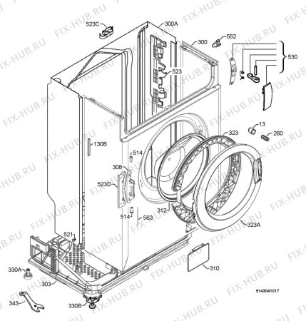 Взрыв-схема стиральной машины Aeg Electrolux L1271EL - Схема узла Housing 001