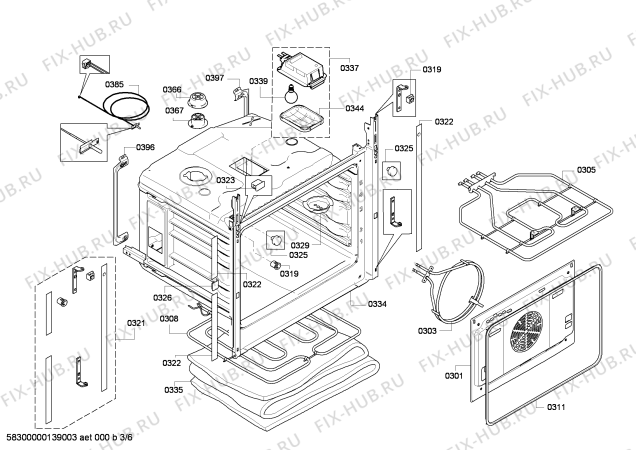 Взрыв-схема плиты (духовки) Bosch HBR73A450E - Схема узла 03