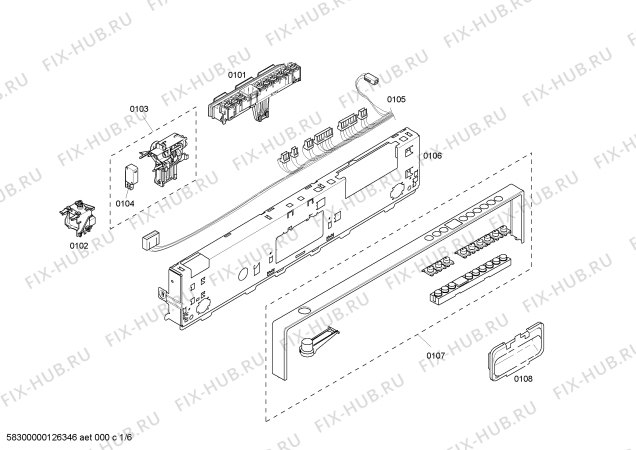 Схема №5 S55KBK03UC с изображением Панель управления для посудомойки Bosch 00666654