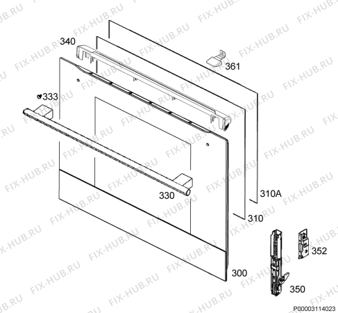 Взрыв-схема плиты (духовки) Ikea MIRAKULOS 10352638 - Схема узла Door