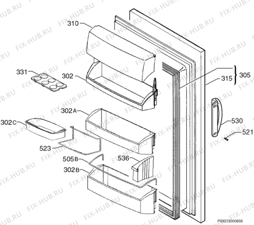 Взрыв-схема холодильника Aeg OEKO S.1544-6TK - Схема узла Door 003