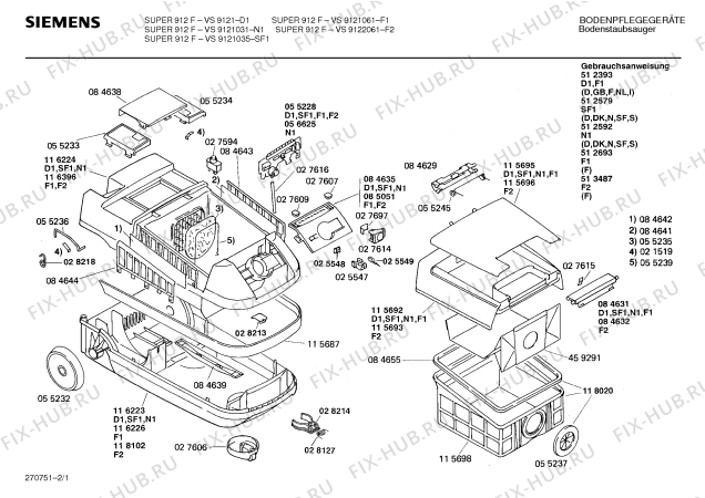 Схема №1 0752210245 BBS2313 с изображением Решетка для электропылесоса Siemens 00084644