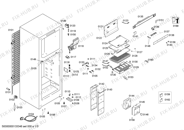 Схема №2 KDN45X03AU с изображением Крышка для холодильной камеры Bosch 00670247