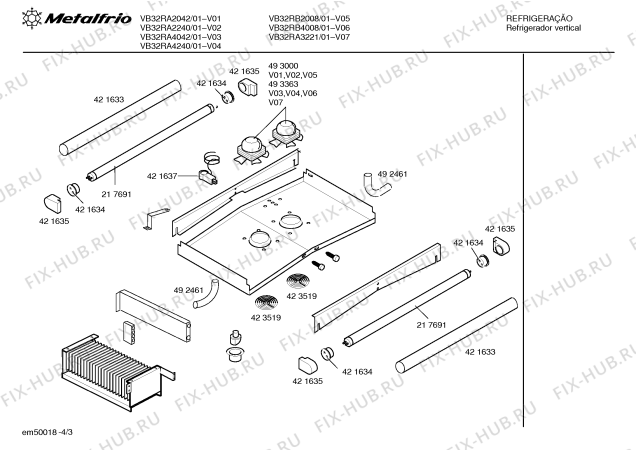 Взрыв-схема холодильника Metalfrio VB32RA4042 - Схема узла 03