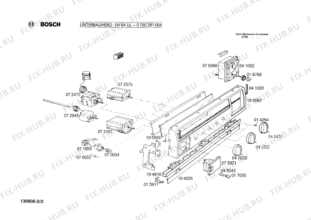 Взрыв-схема плиты (духовки) Bosch 0750281004 EH54UL - Схема узла 02