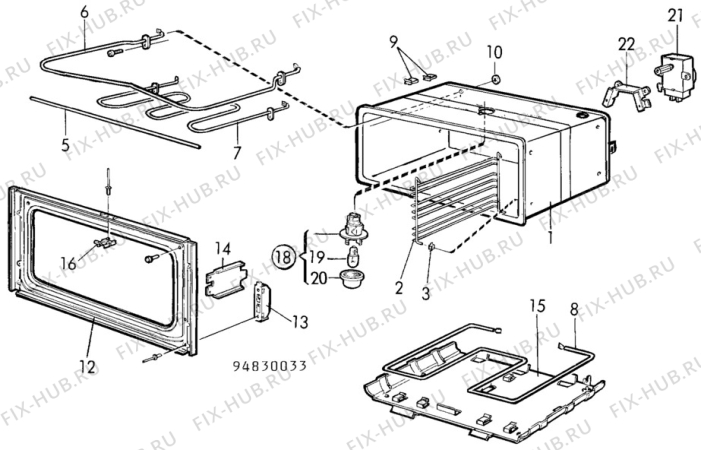 Взрыв-схема посудомоечной машины Electrolux CF7020 - Схема узла H10 Main Oven Cavity (large)