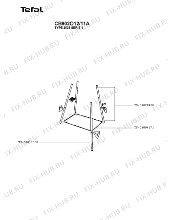 Взрыв-схема гриля Tefal CB902O12/11A - Схема узла JP004836.7P2