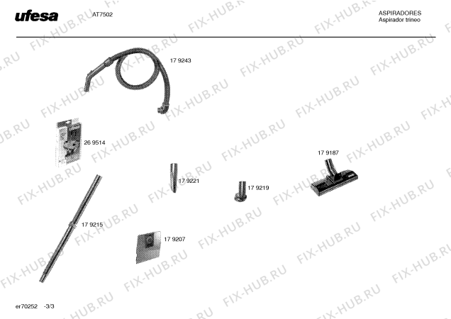 Схема №3 AT7502 с изображением Щетка для обивки для мини-пылесоса Bosch 00179219