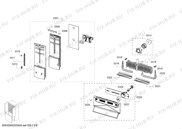 Схема №5 B26FT50SNS с изображением Дверь для холодильника Bosch 00145934