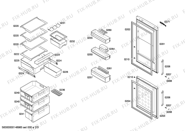 Схема №3 KGS36A45 с изображением Дверь для холодильной камеры Siemens 00249000